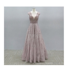 Wholesale women sleeveless pink lace long elegant bridesmaid dress